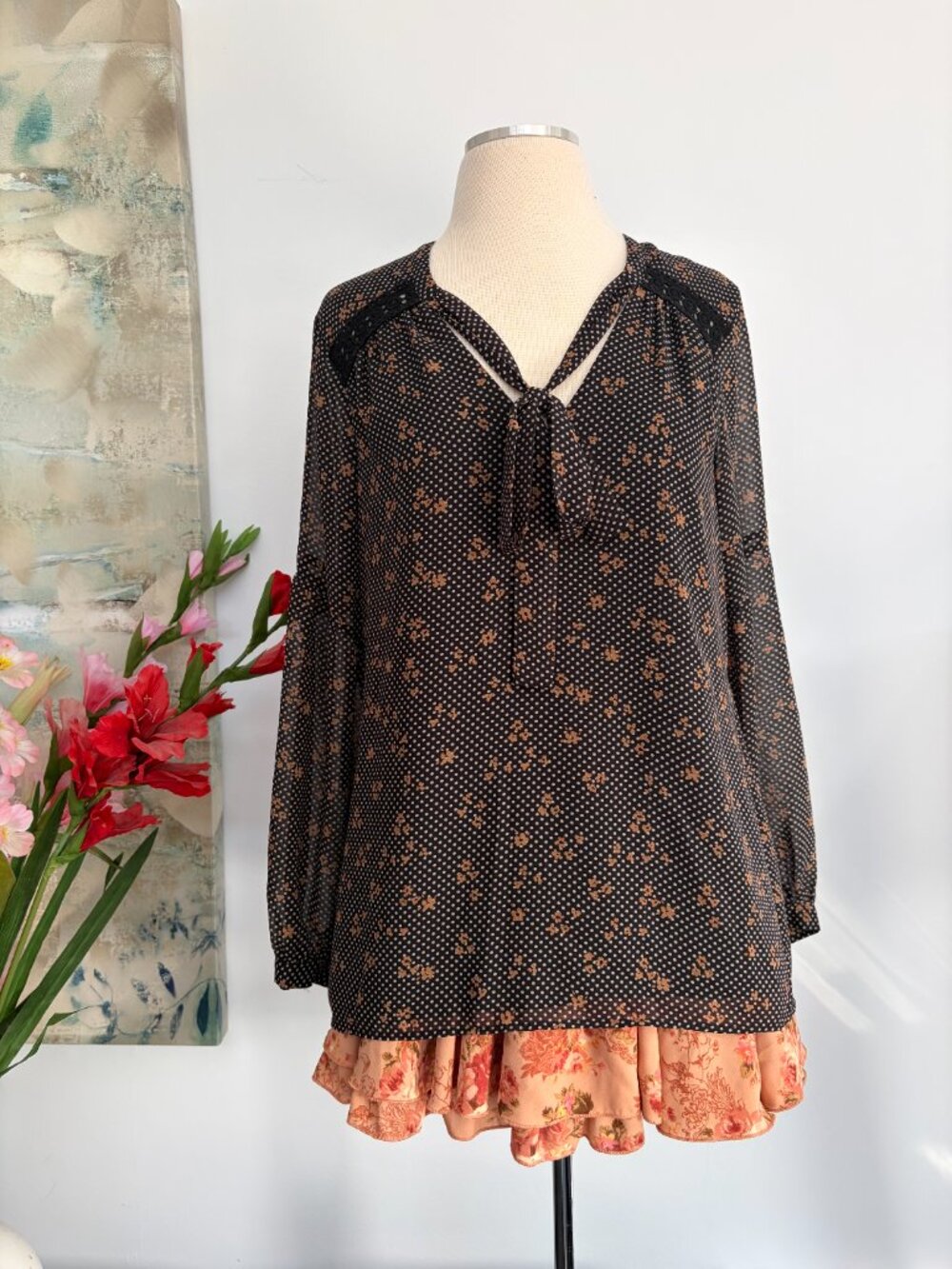Long-sleeve chiffon blouse Size S